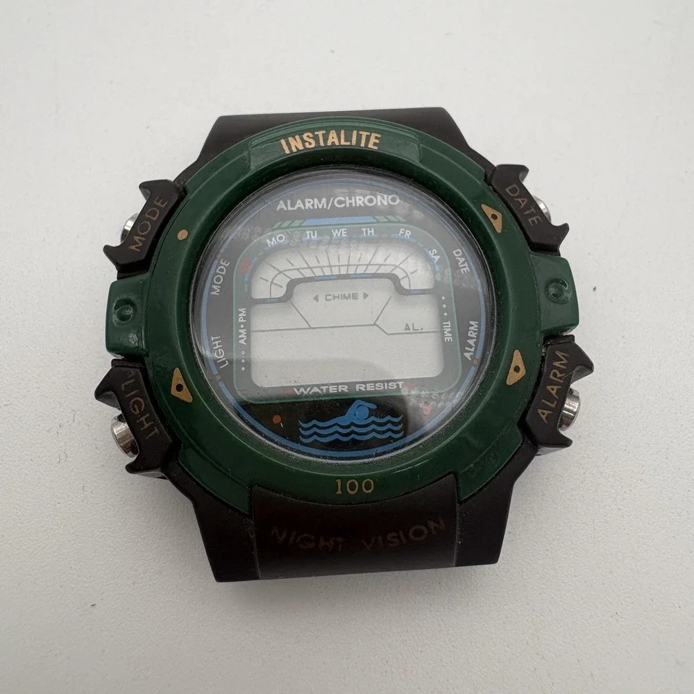 Vintage Armitron All-Sport Instalite Watch Mens Digital Black Green 40/6597